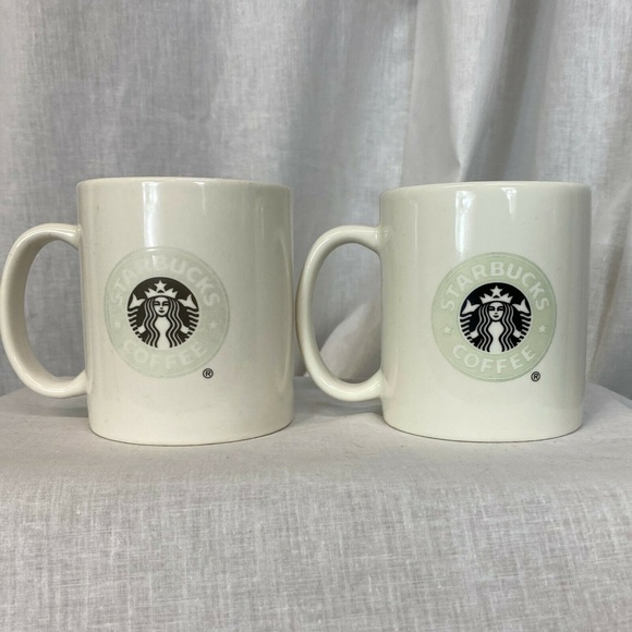 Set of 2 Starbucks Coffee Mug Gray Mermaid Logo 20 - Picture 3 of 8